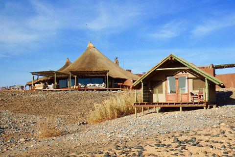 Row of chalets at Kulala Desert Lodge Sossuvlei Namibia